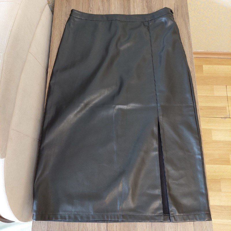 Юбка DeFacto женская чёрная кожзам, размер XL 2