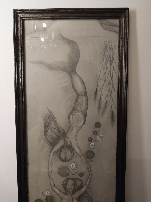 Картина с русалками в деревянной раме 80x24 см 4