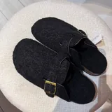 Новые чёрные сабо из букле с пряжкой 1