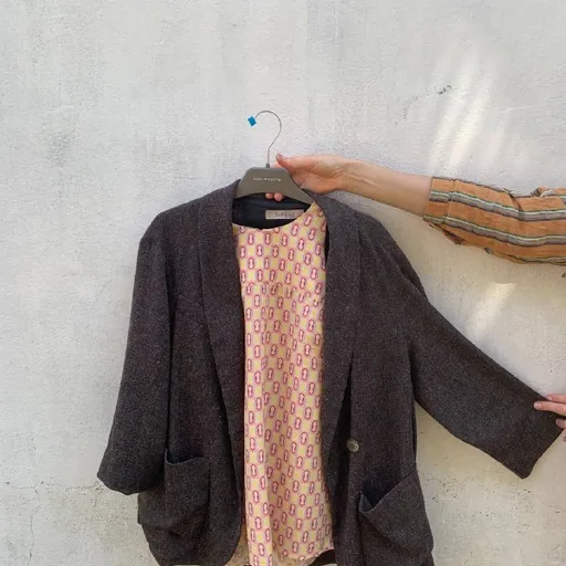 Blazer and trousers, “URAL” sweatshirt, pullovers, cardigan