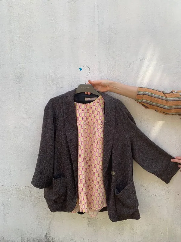 Blazer and trousers, “URAL” sweatshirt, pullovers, cardigan 1