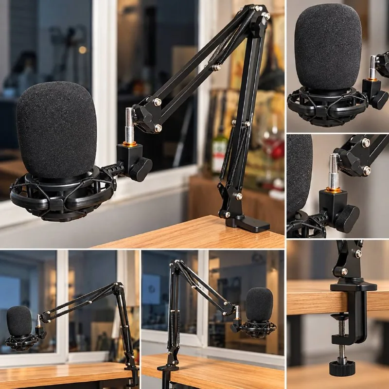 Microphone with boom arm, microphone on stand 1