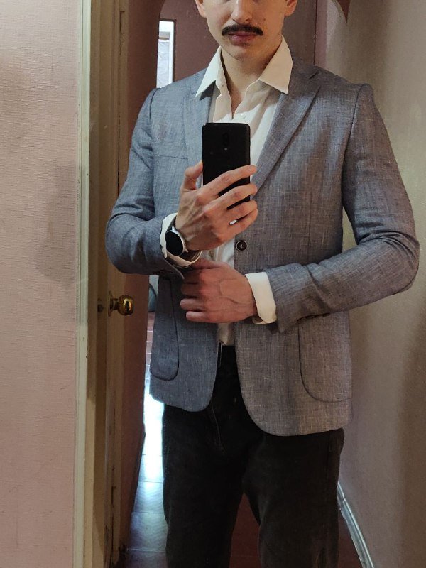 Льняной мужской пиджак размер 48