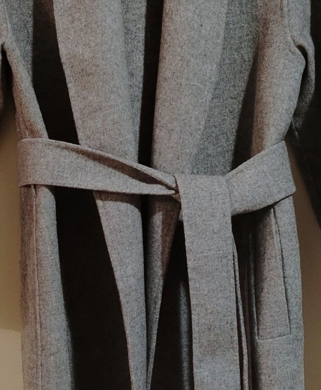 Пальто-халат из натуральной овечьей шерсти размер S 2