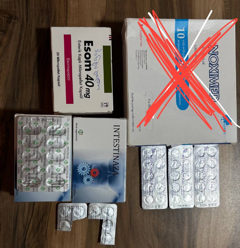 Esom, Intestinaza, Метронидазол, Levofloxacin
