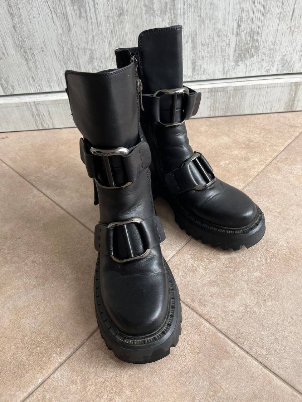 Байкерские ботинки мужские, натуральная кожа, размер 38