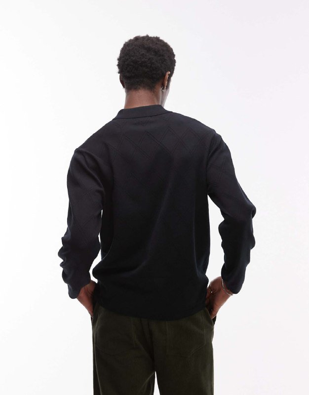 Topman лонгслив рубашка черного цвета с пуговицами, размер M 3