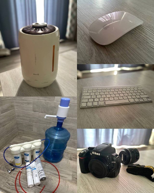 Apple Magic Mouse 2, Apple Keyboard A1314, Nikon D3100, Deerma f600 Humidifier, Water Purification Station