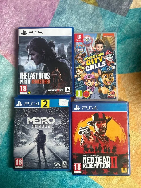 Last of Us Part 2, Red Dead Redemption 2, Metro Exodus, Paw Patrol