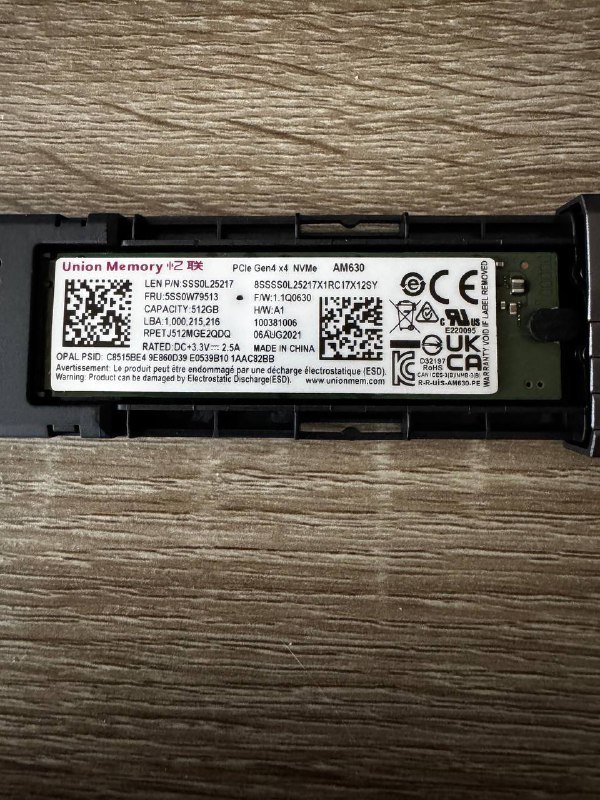 SSD диск PCIe4.0 Lenovo UMIS AM630 512GB