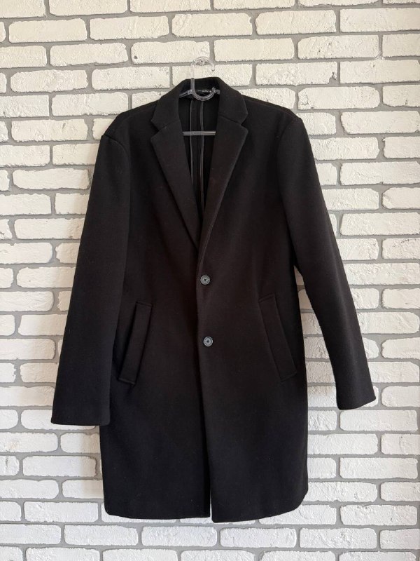 Зимняя куртка Zara, куртка-рубашка Zara, куртка из смесовой шерсти, чёрное пальто Zara 4
