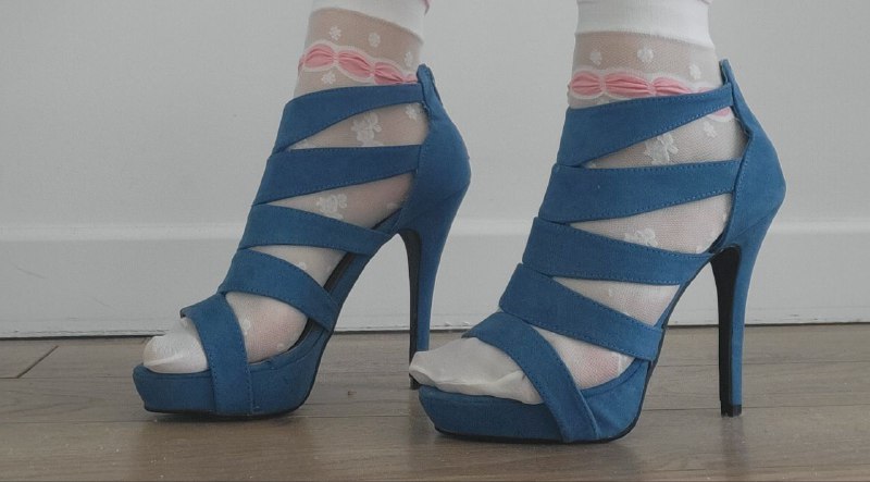 Босоножки New Look, синяя замша, размер 38 2