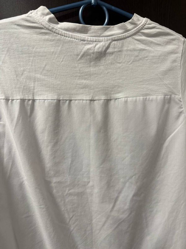 Женская белая футболка Karl с хлопком и рубашечной тканью, размер S 2