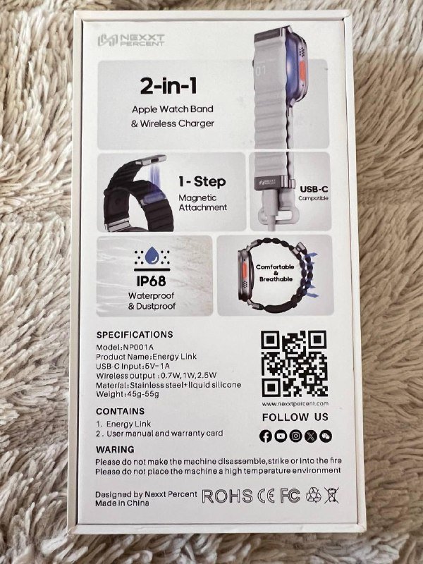 Браслет Apple Watch с беспроводной зарядкой и батарейкой 3