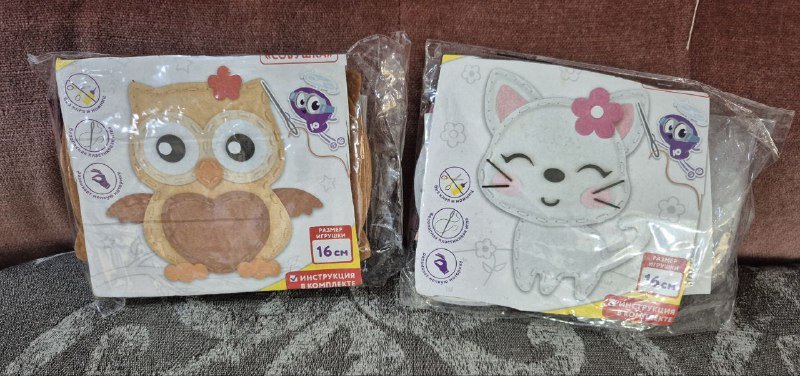 Наборы для шитья игрушек Котёнок и Совушка
