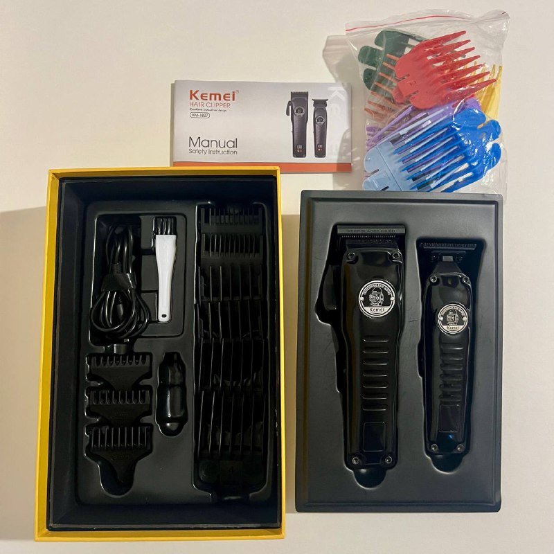 Беспроводной комплект для стрижки с машинкой и триммером Kemei 4
