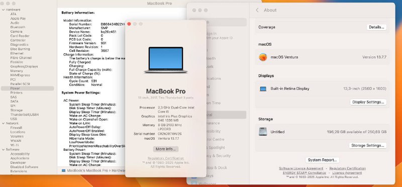 MacBook Pro 2017 i5 8/256GB с пятнами на экране 2