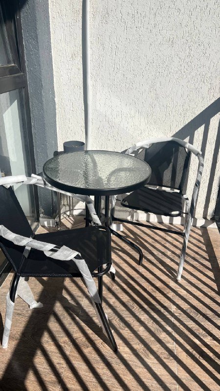 Набор для балкона с 2 стульями и столом черный