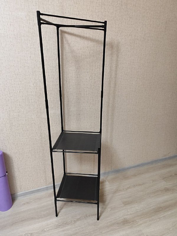 Вешалка для вещей с двумя полочками металлическая 2