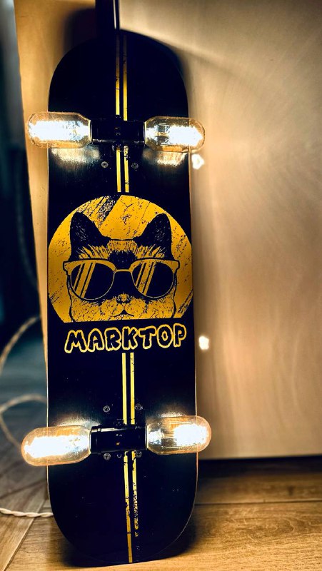 Светильник из скейта уникальный на заказ 2