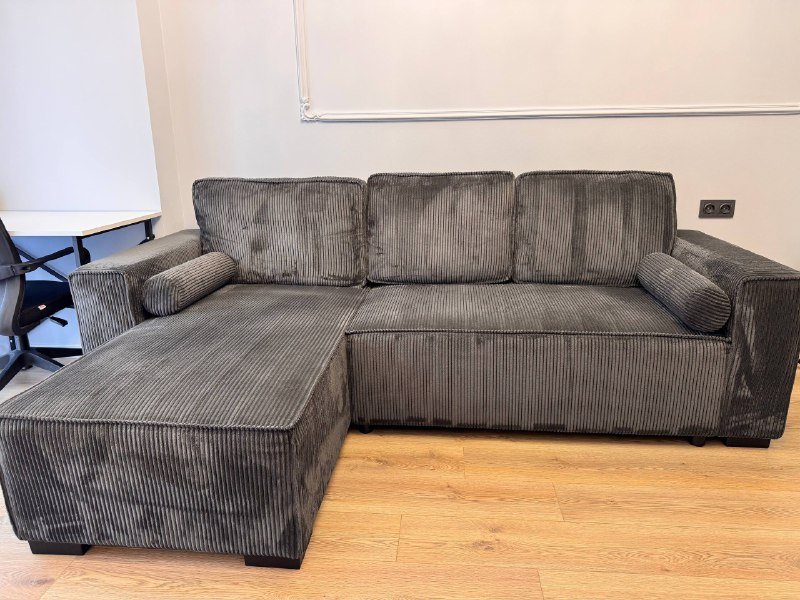 Диван угловой тёмно-серый 3