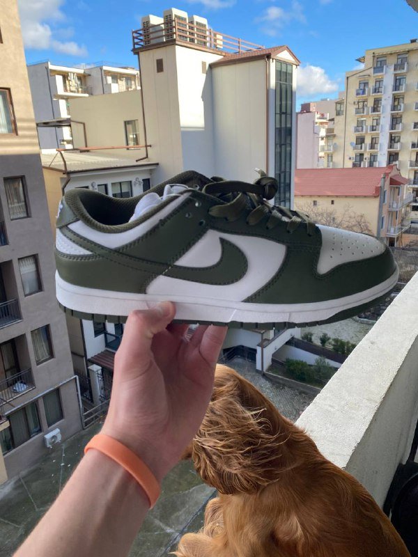 Nike Dunk бело-болотные мужские кроссовки 44.5