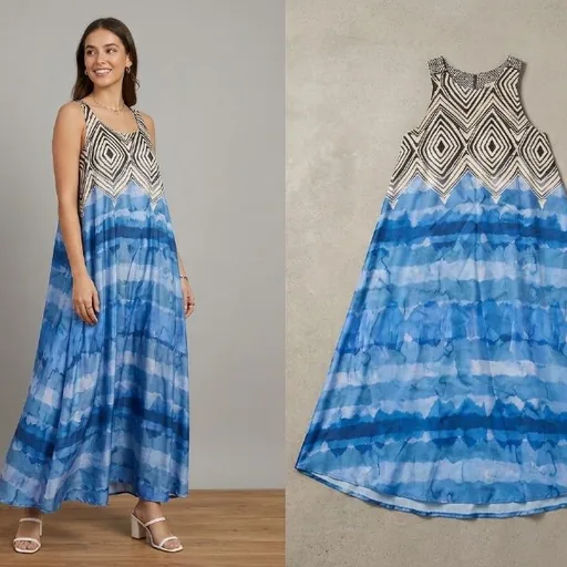 Blue long patterned sundress