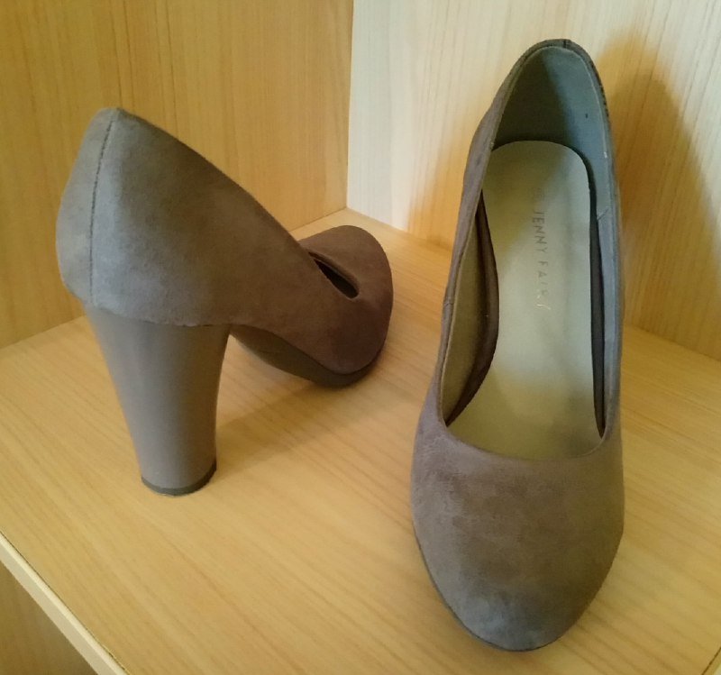 серые бархатные туфли Jenny Fairy на каблуке