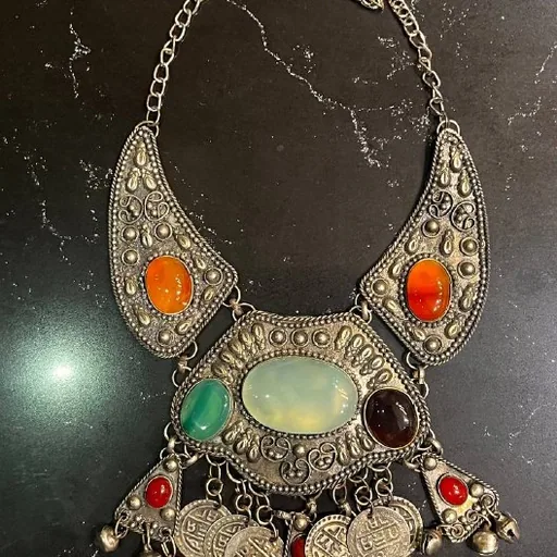 Necklace, earrings