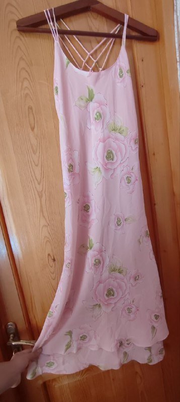 Розовое платье в цветочек, размер S-M 3