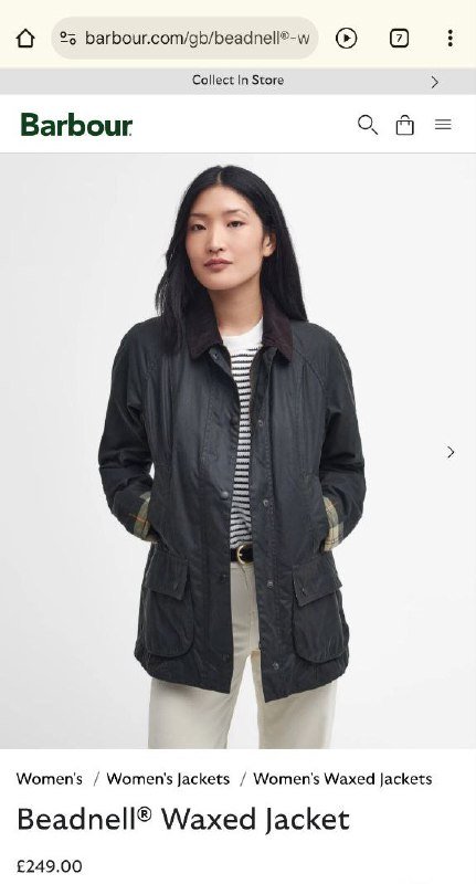 Женская куртка Barbour Beadnell Waxed Jacket размер M 6