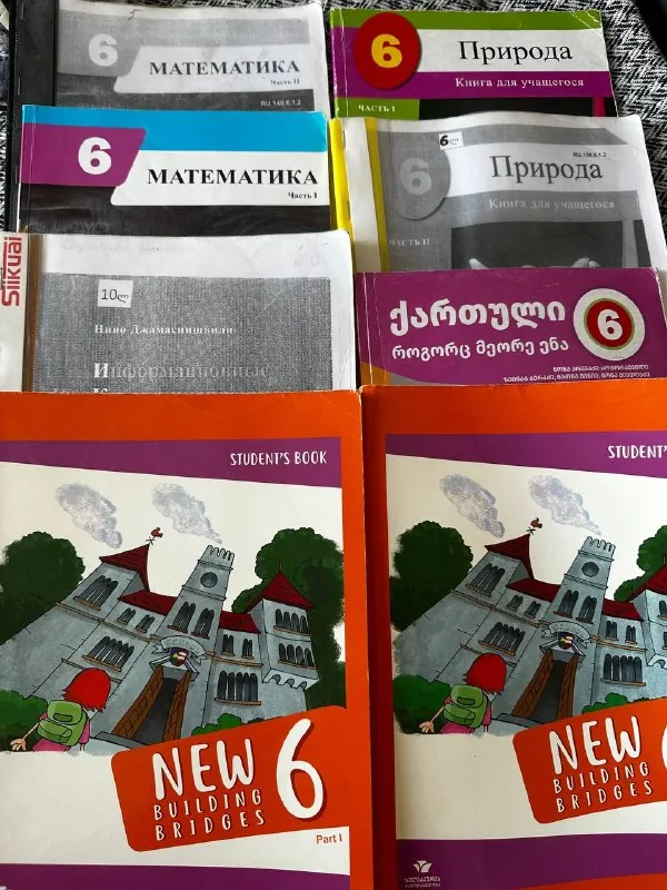 Учебники 6 класс: математика, природа, английский, грузинский язык