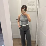 Серые брюки Pull&Bear с белым поясом 1