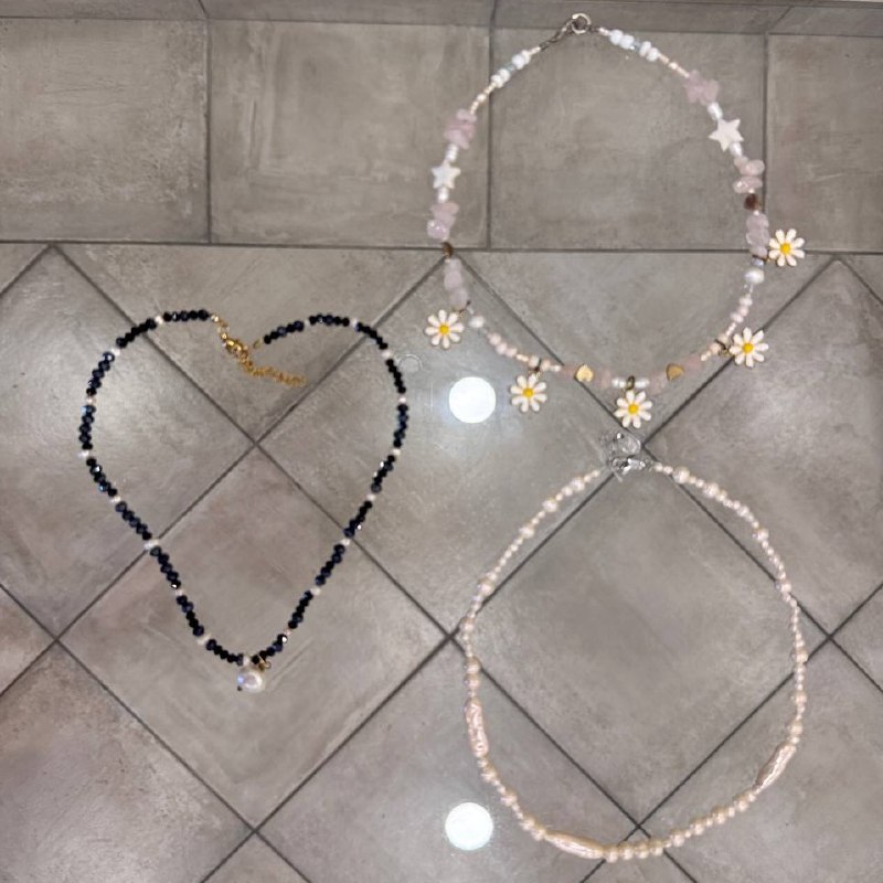 Металлическая цепь ZARA, набор колец, чокеры с жемчугом и ромашками 4