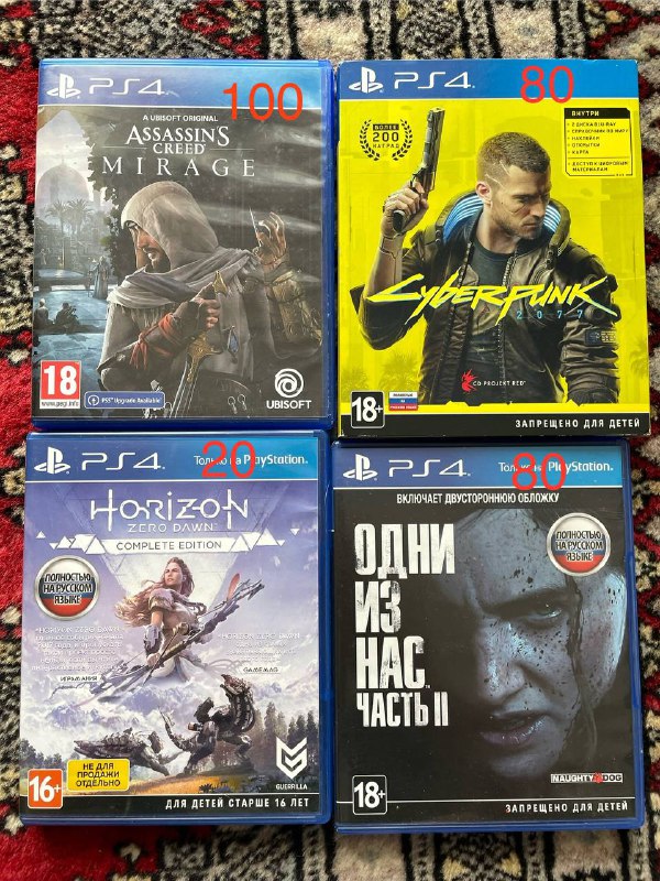Игры PS4 Assassin's Creed, Cyberpunk, Horizon Zero Dawn, Одни из нас