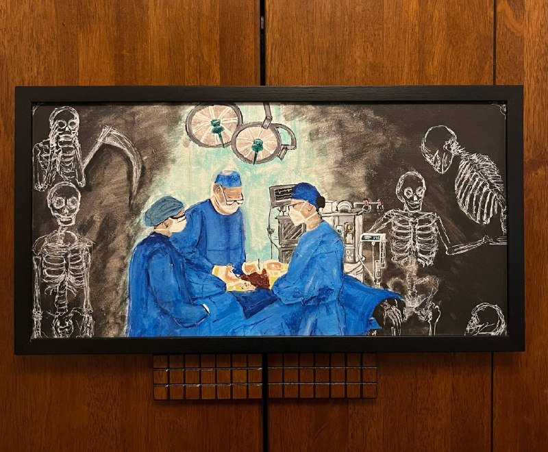 Картина с хирургами и скелетами