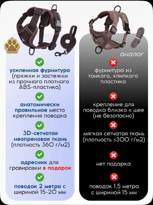Анатомическая шлейка для щенка с поводком и адресником 2