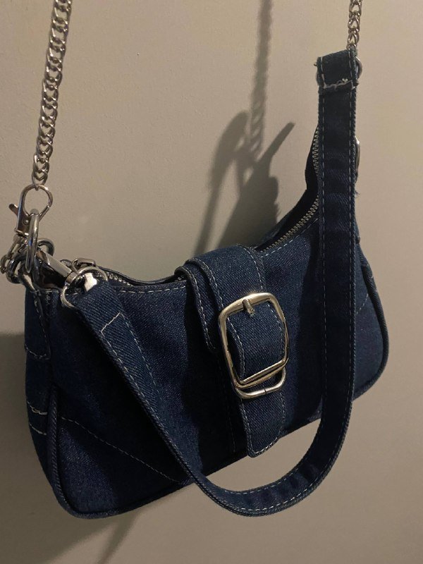 Джинсовая сумка с карманом на замке