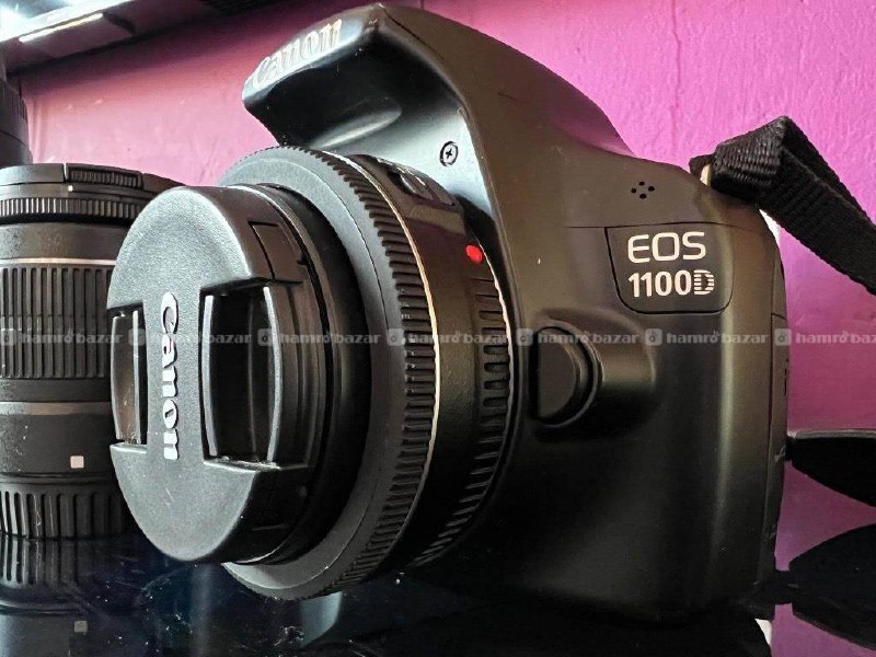 Canon 1100d, EF 40mm lens, charger, SD card, bag