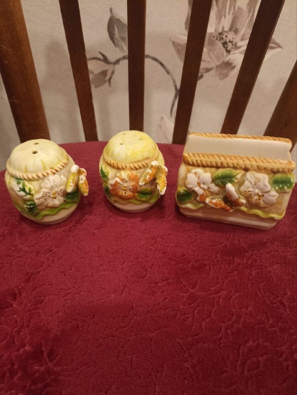 стеклянный графин, сервиз, сольницы, наборы для соли и перца 6