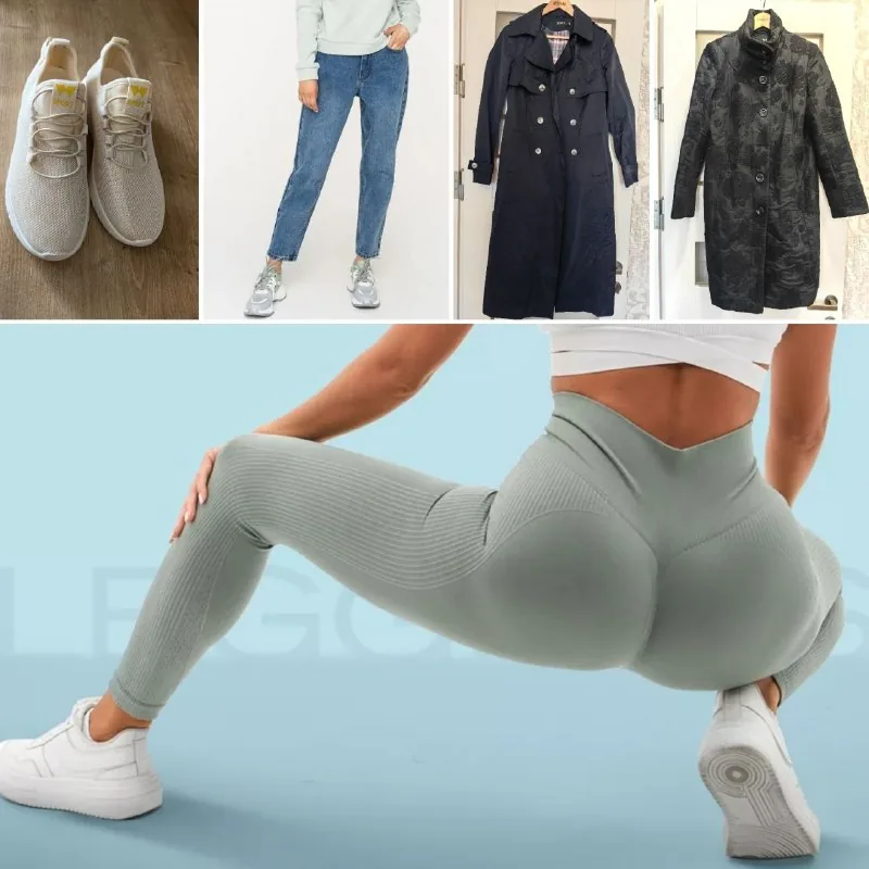 Женские кроссовки, лосины, джинсы, тренч, пальто