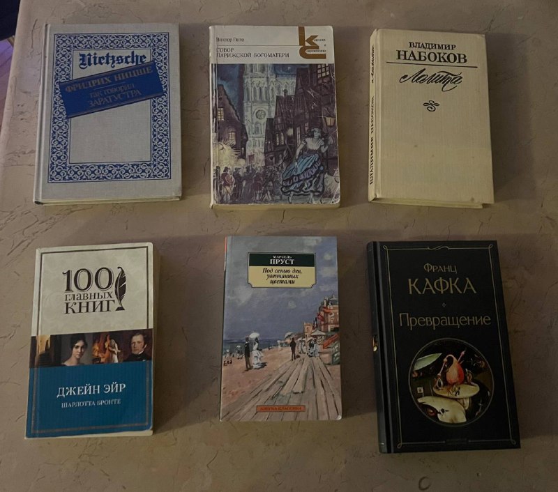 Так говорил Заратустра, Собор Парижской Богоматери, Лолита, Джейн Эйр, Превращение, Ведьмак, Сияние, Над пропастью во ржи, Империя ангелов, Европейская мечта, Мой продуктивный год
