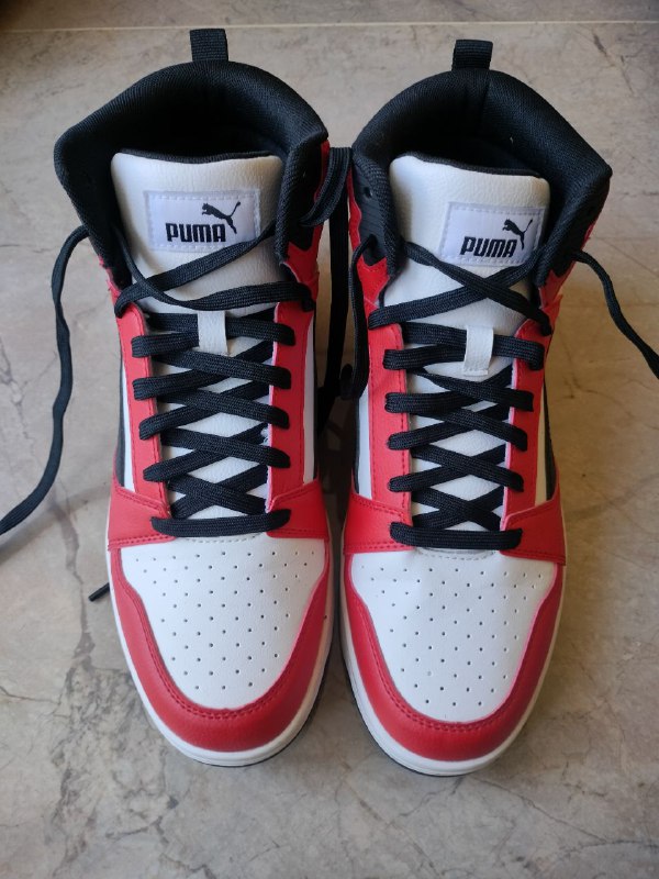 Кроссовки Puma Rebound V6 Mid чёрные с белым размер 41