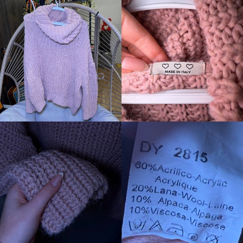 Пухлый свитер крупной вязки розовый