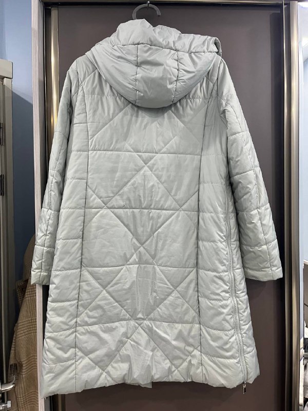 Удлиненная куртка/пальто нежного мятного цвета, женская куртка, пальто в клетку 2