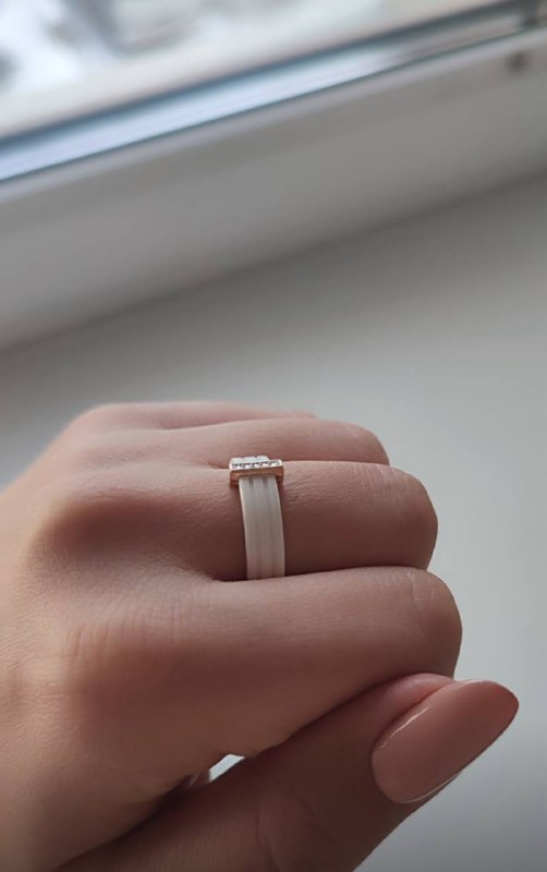 Кольцо Sokolov из керамики с золотом и бриллиантами 8