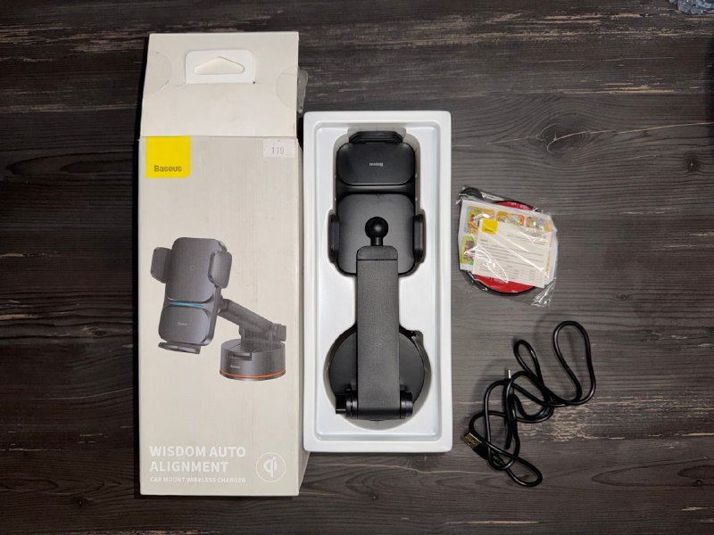 Автомобильный держатель для телефона с беспроводной зарядкой Baseus Wisdom Auto Alignment