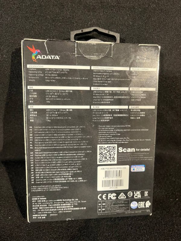 SSD игровой диск Adata SE770G 512gb 2