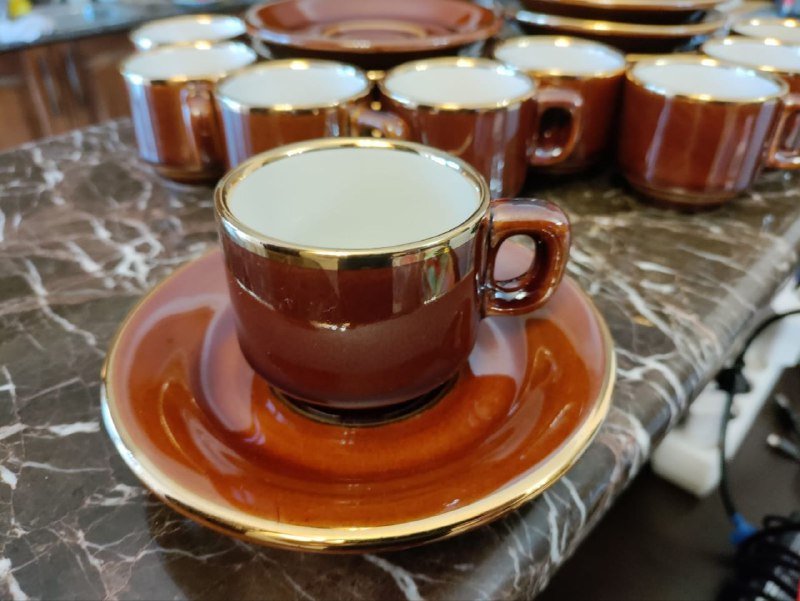 Эмалированный набор, Керамический набор коричневый 6