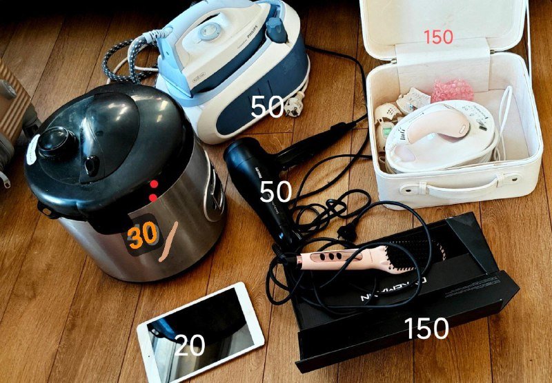 Мультиварка, система отпаривания, фен, фотоэпиляция, выпрямитель, iPad